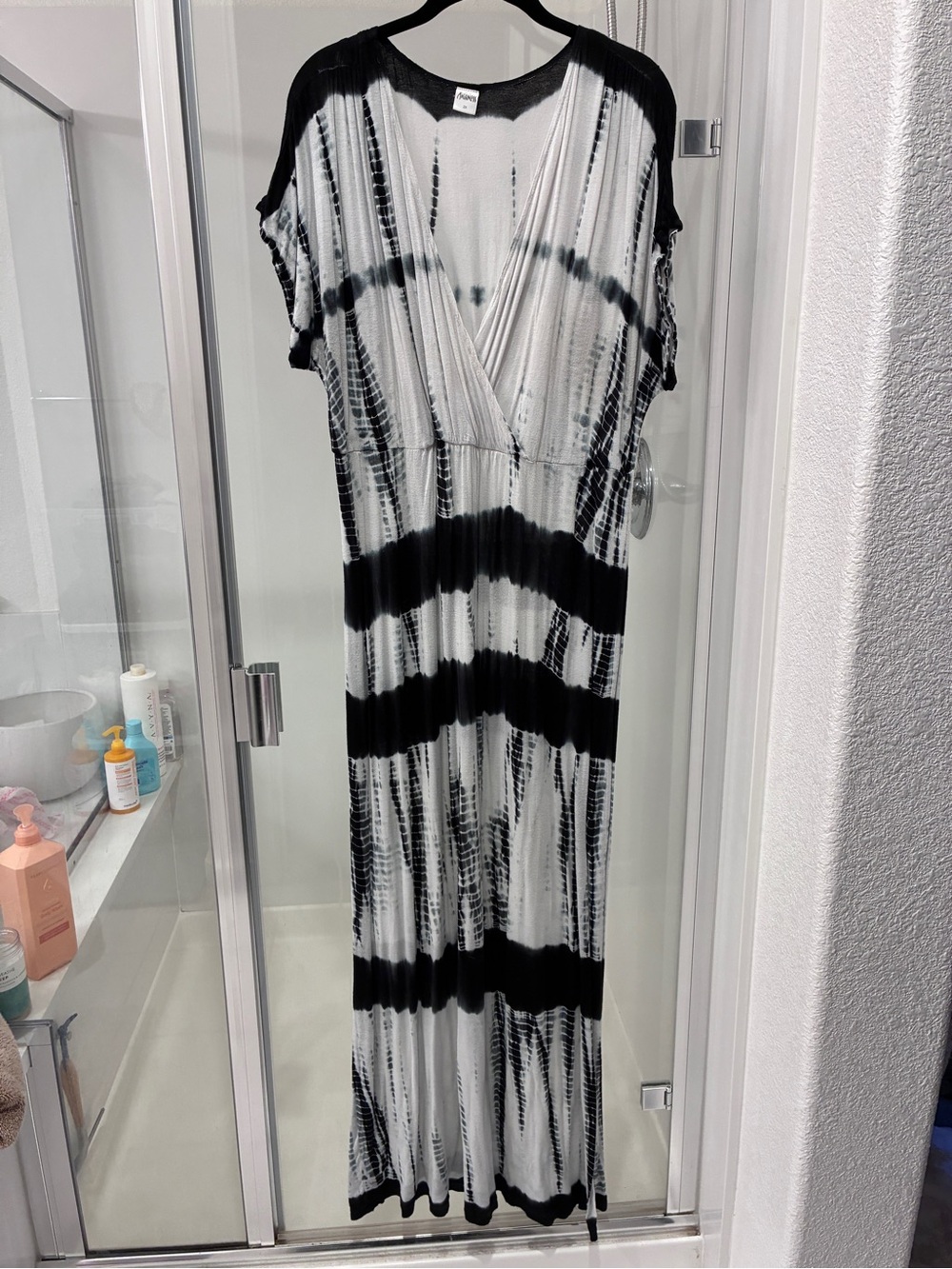 Highness Tie-Dye Maxi Dress in Black & White